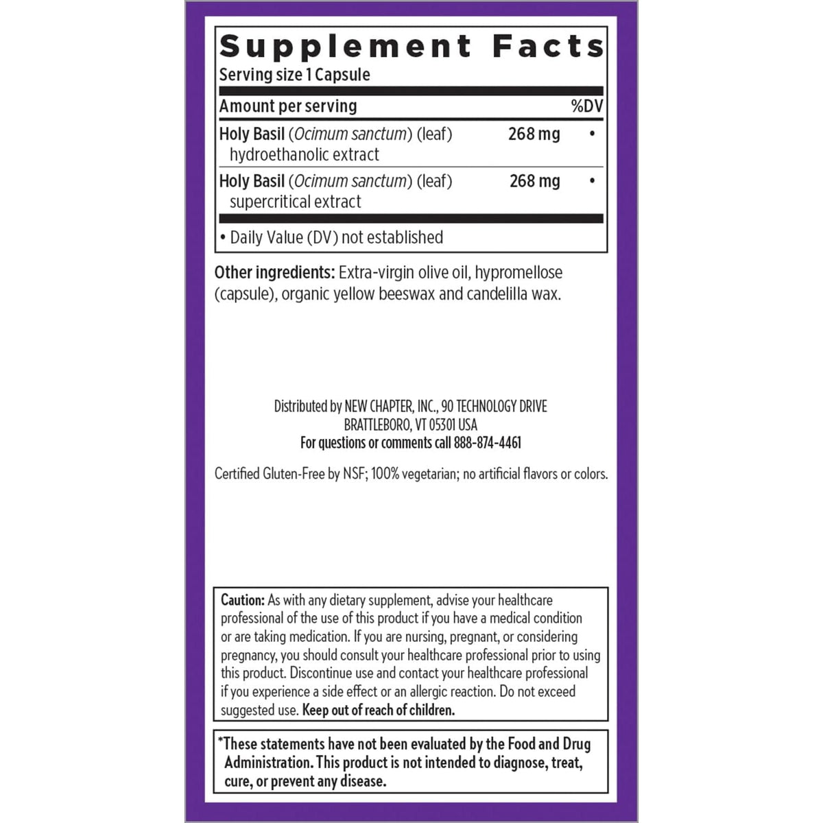 New Chapter Stress Relief Supplement - Holy Basil Force with Supercritical Holy Basil for Stress Support + Immune Support + Non-Gmo Ingredients - Vegetarian Capsules, 120 Count
