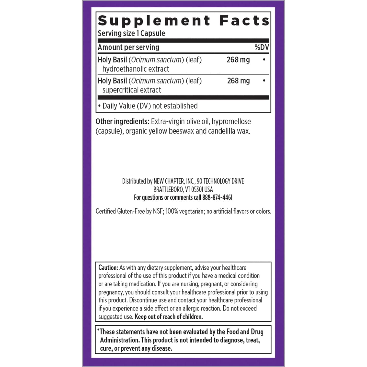 New Chapter Stress Relief Supplement - Holy Basil Force with Supercritical Holy Basil for Stress Support + Immune Support + Non-Gmo Ingredients - Vegetarian Capsules, 120 Count