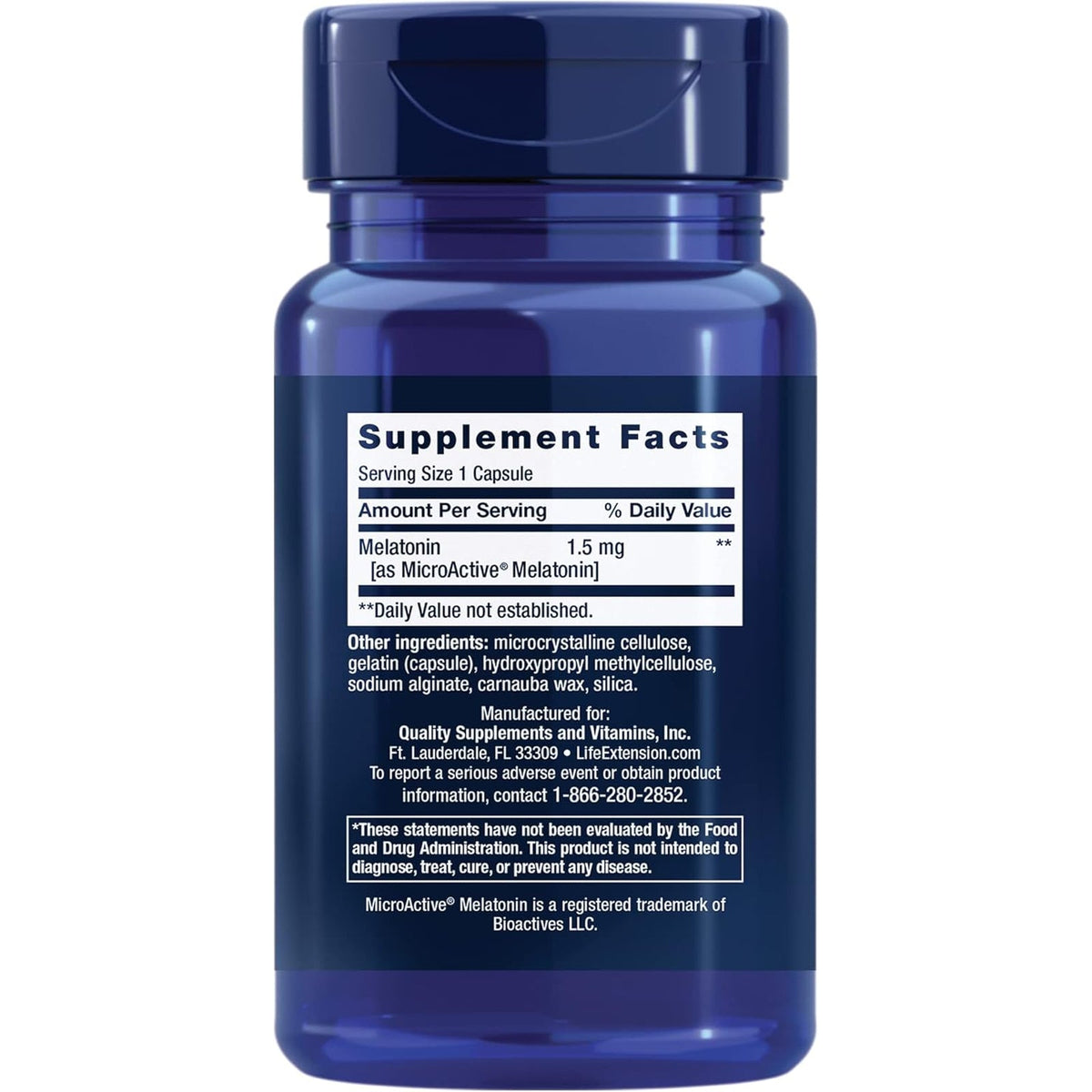 Life Extension Melatonin IR/XR, 1.5 Mg, Immediate- and Extended-Release Formula for Optimal Sleep Support, Healthy Circadian Rhythms, Cellular Defense, Gluten-Free, Non-Gmo, 60 Capsules