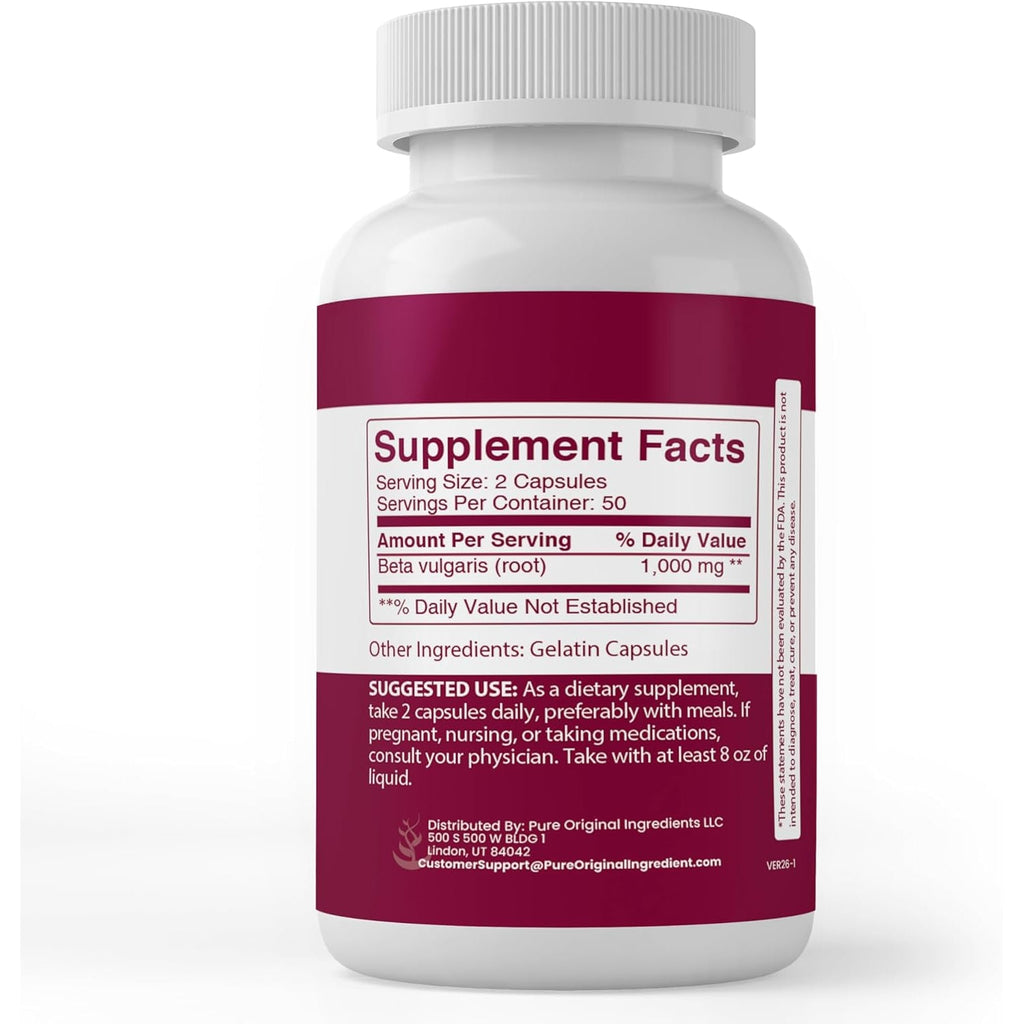 Pure Original Ingredients Beet Root, (100 Capsules) Always Pure, No Additives or Fillers, Lab Verified