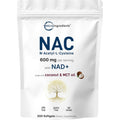 Micro Ingredients NAC Supplement 600Mg with NAD+ & Coconut Oil, 300 Softgels | 2-In-1 N Acetyl L Cysteine plus Nicotinamide Forms | NAD Supplements for Women & Men | Non-Gmo, Gluten Free