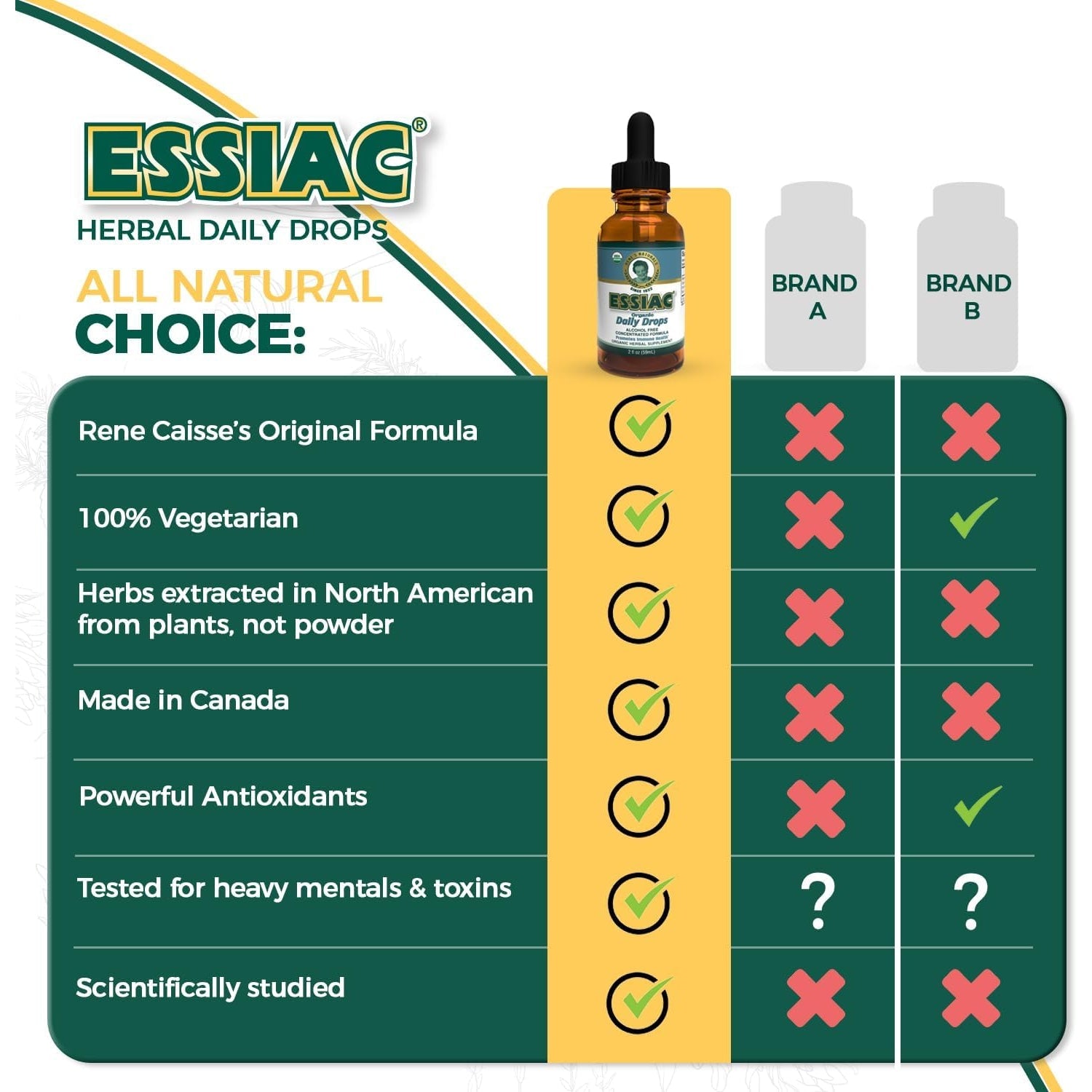 Essiac Original Tea USDA Organic Daily Drops for Enhanced Lymphatic Drainage and Immune Support | Alcohol Free Concentrated Formula | 2Oz (59Ml)