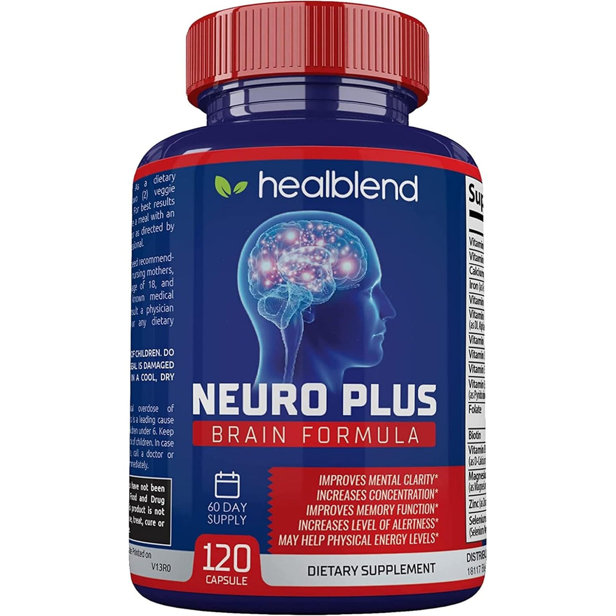 Neuro plus Brain & Focus Formula - Nootropic Brain Booster Supplement, Supports Brain Health, Mental Clarity & Focus - Enhances Concentration & Mental Energy – 120 Capsules (1)