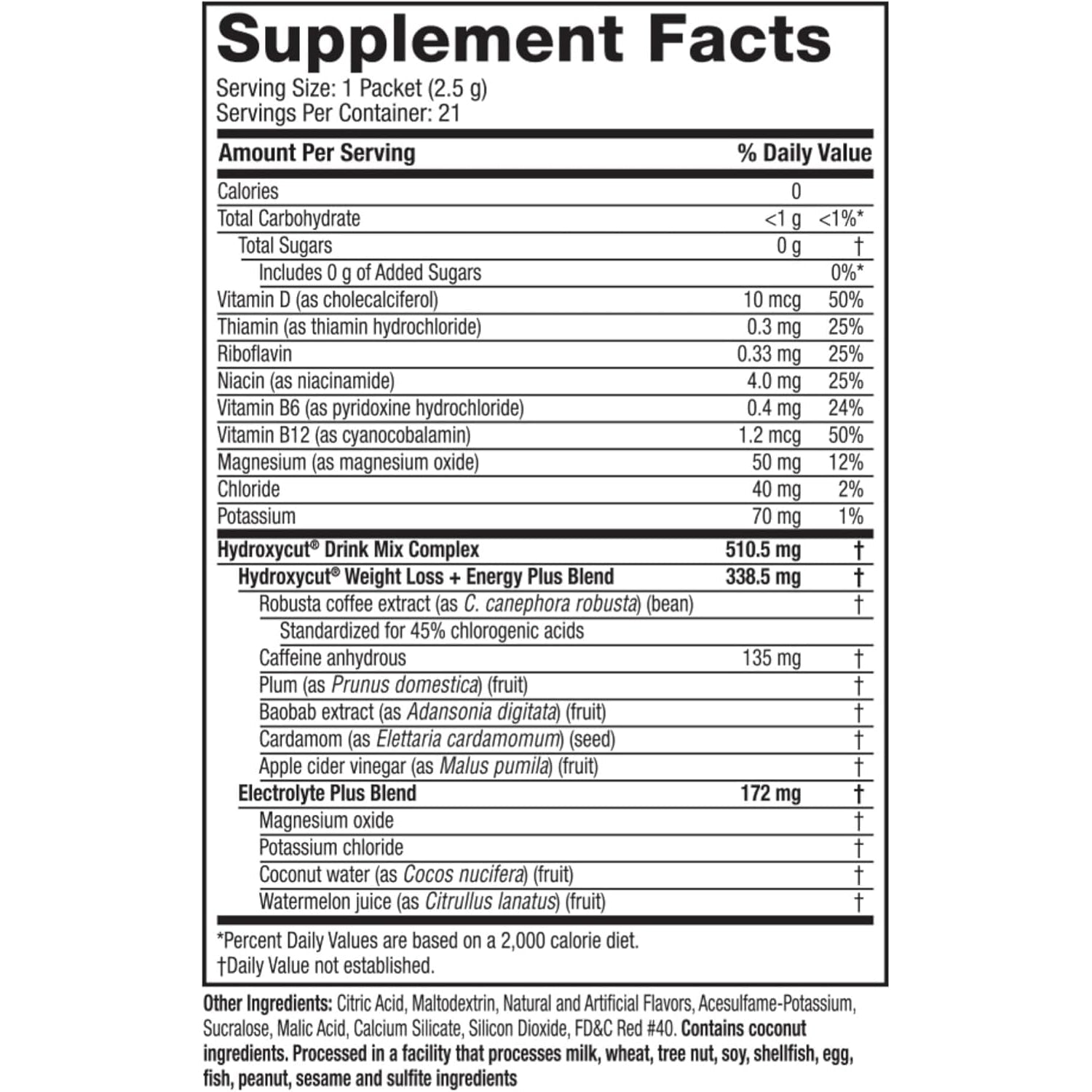 Hydroxycut Drink Mix - Advanced Result - Metabolism & Energy Support - C. Canephora Robusta Extract, 135 Mg Caffeine & B Vitamins - for Men & Women - Wildberry Blast - 21 Stick Packs