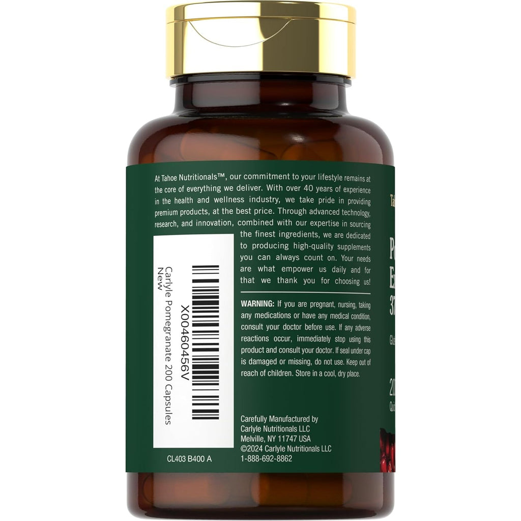 Tahoe Nutritionals Pomegranate Extract | 200 Capsules | Non-Gmo, Gluten Free Supplement