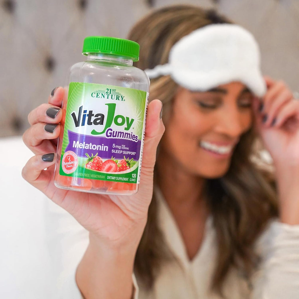 21St Century Vitajoy Melatonin 5Mg Gummies (120 Count), Strawberry Flavor Chewable Sleep Aid for Adults, Promotes Relaxation and Restful Sleep, Non-Habit Forming, Gluten-Free