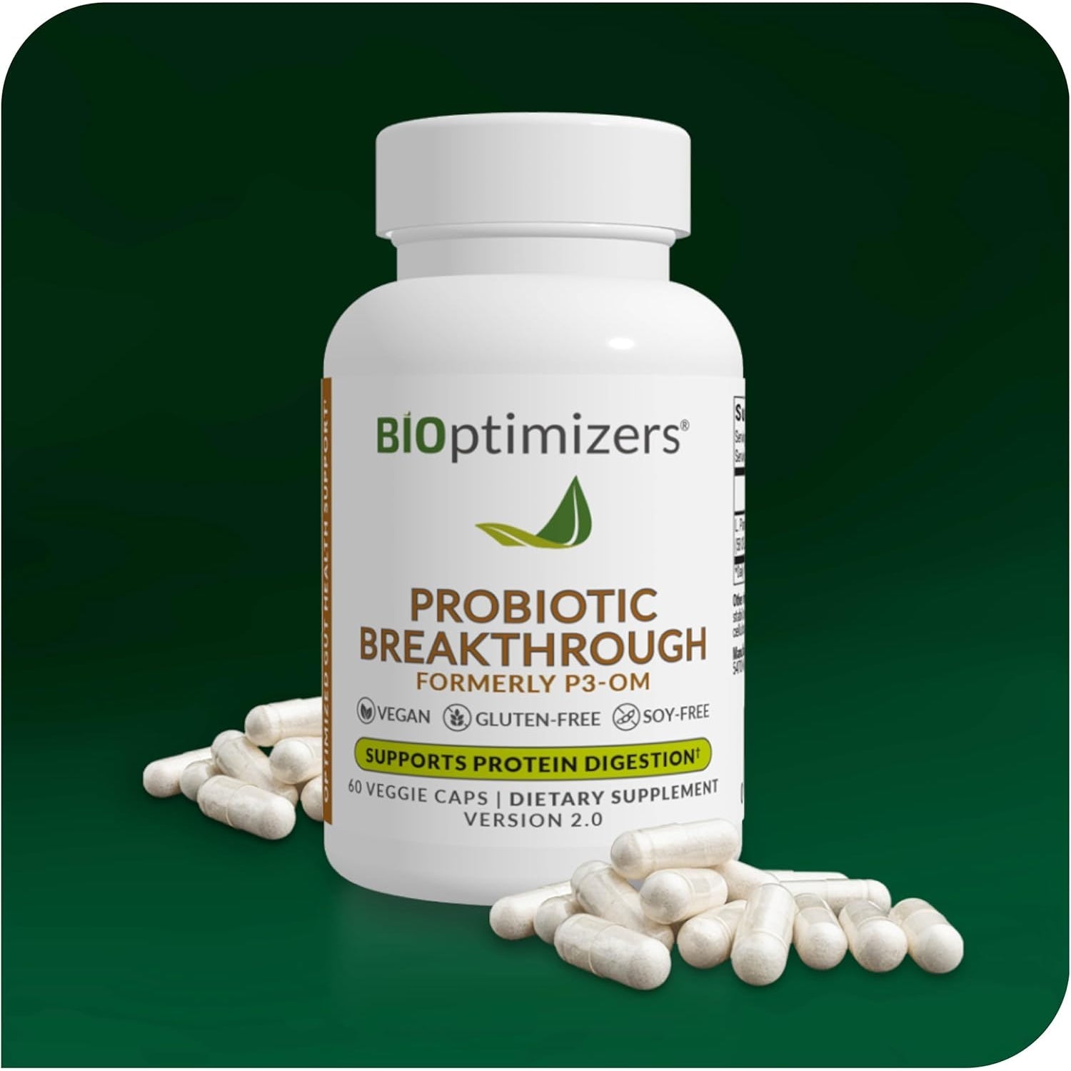 Bioptimizers Probiotic Breakthrough – Lactobacillus Plantarum OM Probiotics & Prebiotics Health Supplement for Gut, Digestive & Immune Support Probiotics for Women Men Elderly– 60 Vegan Capsules