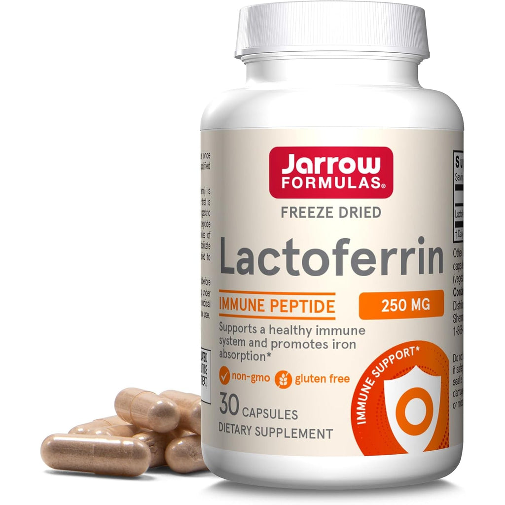 Jarrow Formulas Lactoferrin Supplements 250 Mg - Immune-Supporting Glycoprotein for Healthy Immune System Support & Iron Absorption - Freeze Dried, Gluten Free, Non-Gmo - 30 Capsules (Servings)