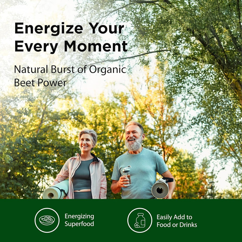 Flora - Organic Red Beet Crystals, Energizing Superfood, Nitric Oxide Booster, Vegan, Equals 5.5 Lbs. of Red Beets, Pressed from Fresh Harvested Organic Beets, 7-Oz. Powder
