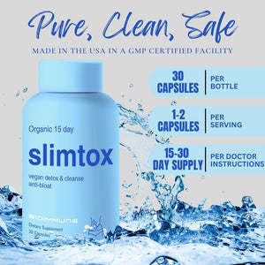Bioimmune Slimtox™ Organic 15 Day Colon Cleanse & Detox for Flat Stomach Less Bloat & LBS W/Probiotics - Constipation Relief - Flushes Toxins, Boosts Energy