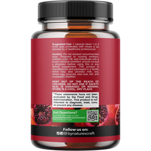 Advanced Pomegranate Extract Capsules - Powerful Antioxidant & Healthy Heart Support - Easy to Swallow Pomegranate Supplement - Superfood for Energy & Gut Health Support - Third Party Tested - 60 Ct