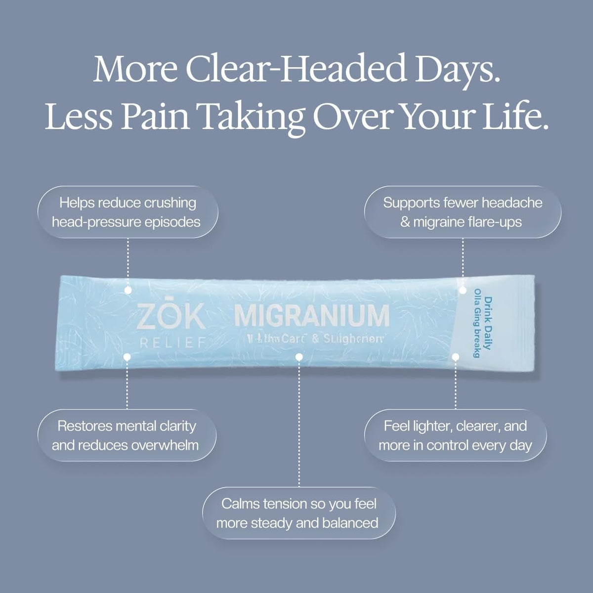 Daily Nervous System Support Formula for Head Tension, Stress & Energy, Calm Focus + Cellular Wellness Drink, 400Mg of Pure Magnesium Glycinate + 9 Key Neuronutrients, 30 Travel Sachets