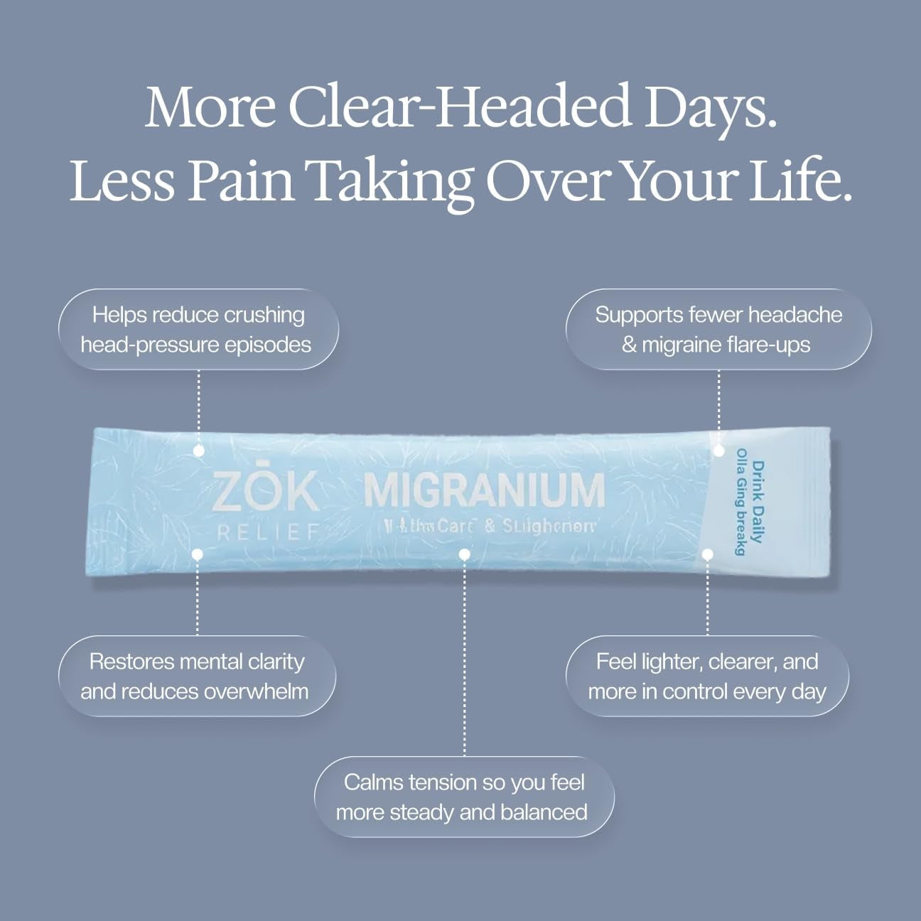 Daily Nervous System Support Formula for Head Tension, Stress & Energy, Calm Focus + Cellular Wellness Drink, 400Mg of Pure Magnesium Glycinate + 9 Key Neuronutrients, 30 Travel Sachets