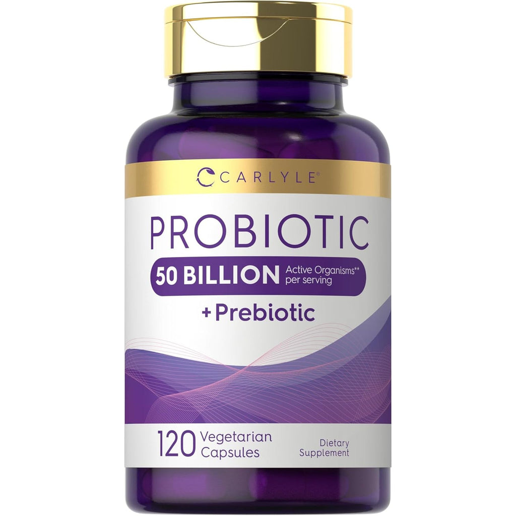 Carlyle Probiotics with Prebiotics | 120 Capsules | 50 Billion Active Organisms | Non-Gmo & Gluten Free Supplement