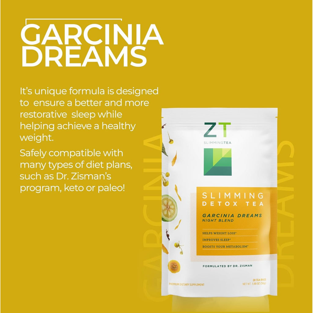 Dr. Zisman ZT Slimming Detox Tea - Garcinia Dreams Night Blend Weight Loss Tea - Muscle Tension - Enhanced Digestion, Healthy Rest While Burning Calories (28 Tea Bags)