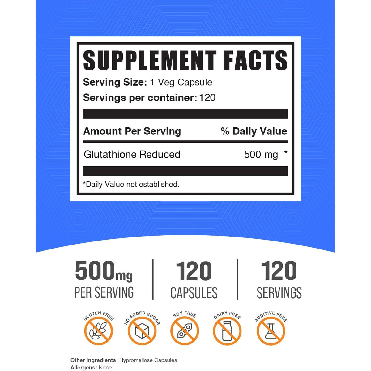 Bulksupplements.Com Glutathione Reduced Capsules - Glutathione Supplement - Gluten Free, 1 Capsule per Serving, 120 Capsules (Pack of 1)