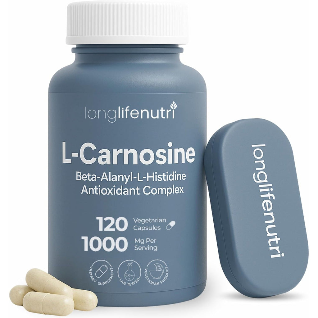 Longlifenutri L-Carnosine 1000Mg - Beta-Alanyl-L-Histidine Supplement for Cellular Energy & Brain Clarity, 120 Vegetarian Capsules, 2-Month Supply, GMP Certified, Made in USA