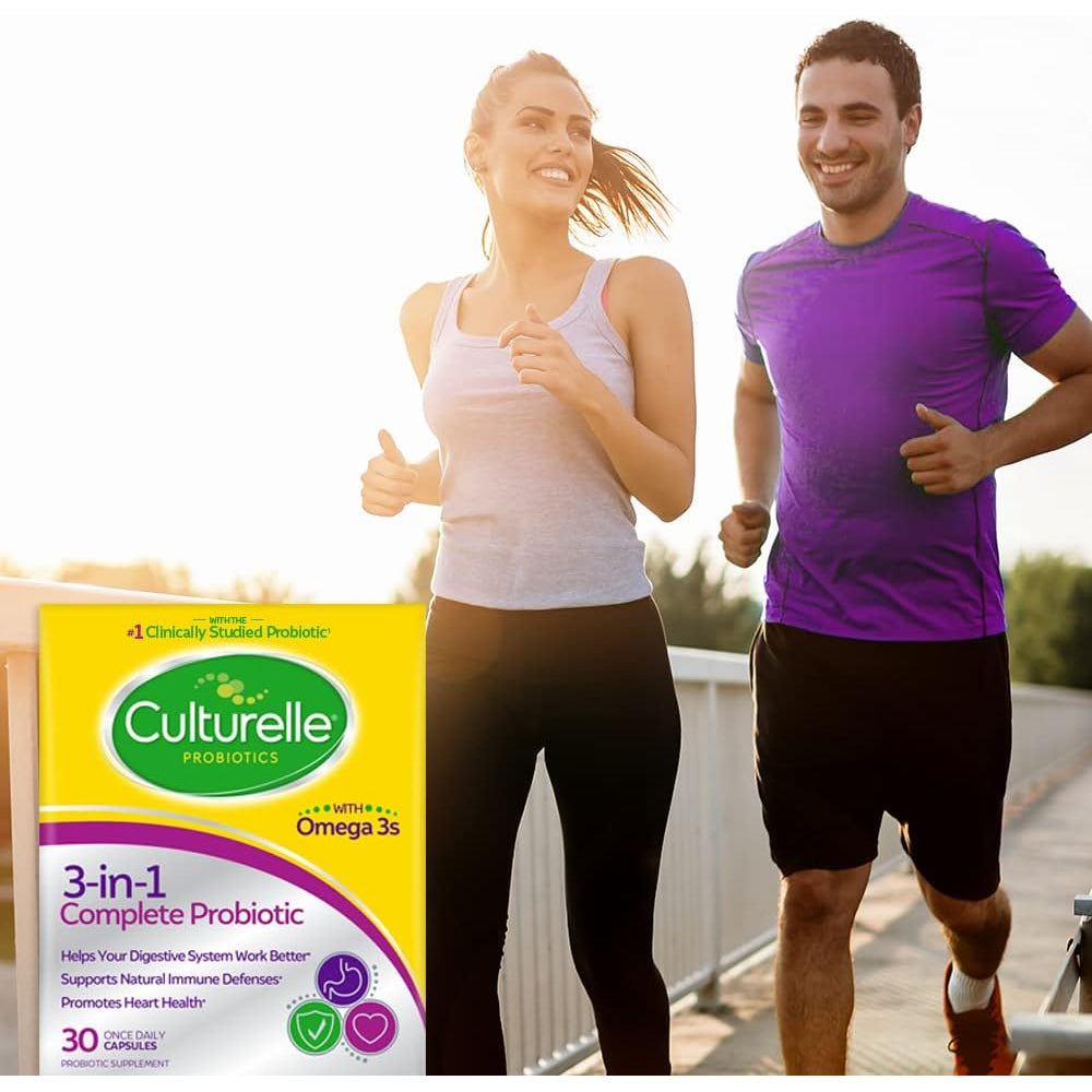 Culturelle 3-In-1 Complete Probiotic Daily Formula, Once per Day Probiotic Supplement, Helps Your Digestive System Work Better, Supports Natural Immune Defenses, plus Omega 3'S, Non-Gmo, 30 Count