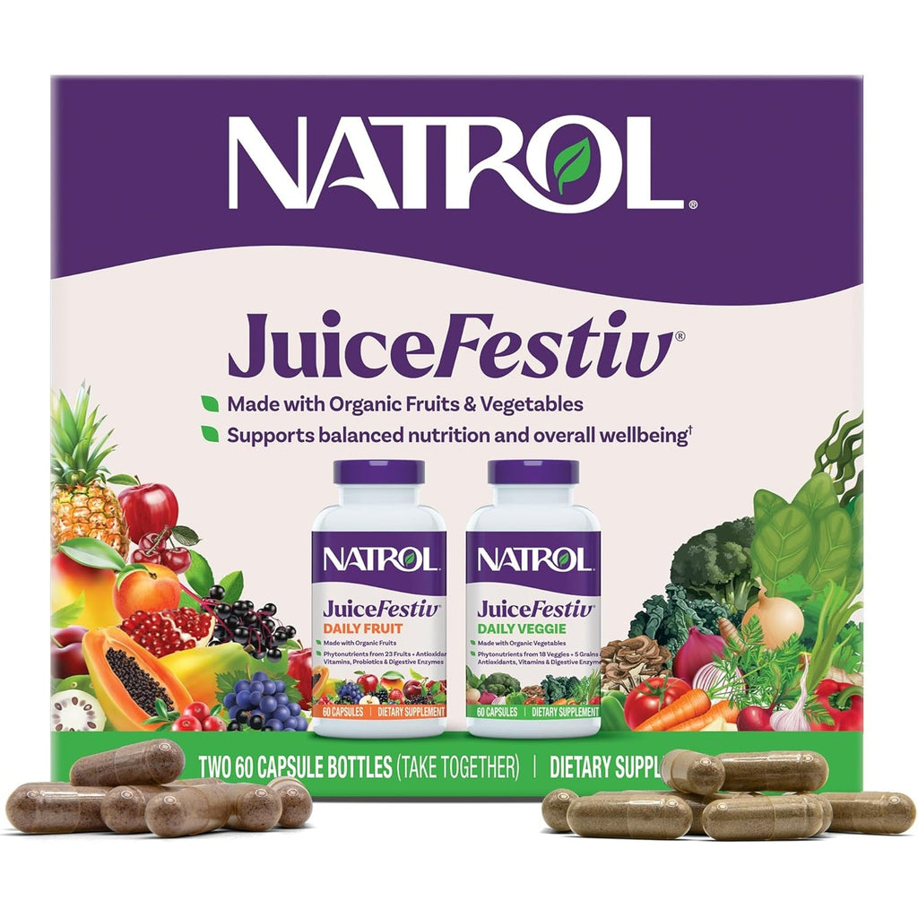 Natrol Juicefestiv, Vitamins and Supplements for Nutrition & Well-Being, Antioxidants for Cellular Health, 60 Capsules (2-Count), up to a 30 Day Supply