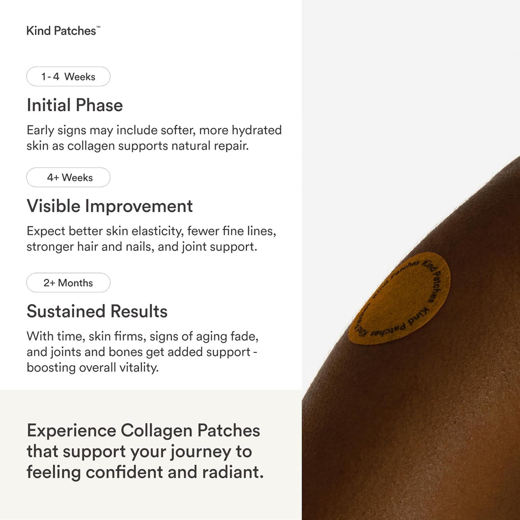 Kind Patches Collagen Patches - Skin Firming with Vitamin C, Amino Acids - Nature'S Hyaluronic Acid for Hydration, Healthier Hair and Nails - 30 Count