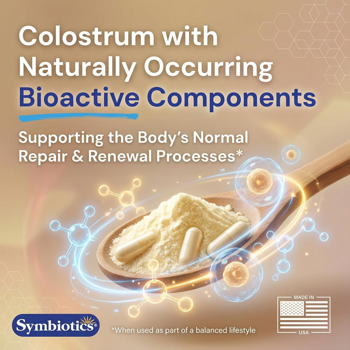 Symbiotics Colostrum Vegetable Capsules, 120 Count - Immune & Gut Support with Lactoferrin and Naturally Occurring Igg - Gluten Free, Rbst-Free - 120
