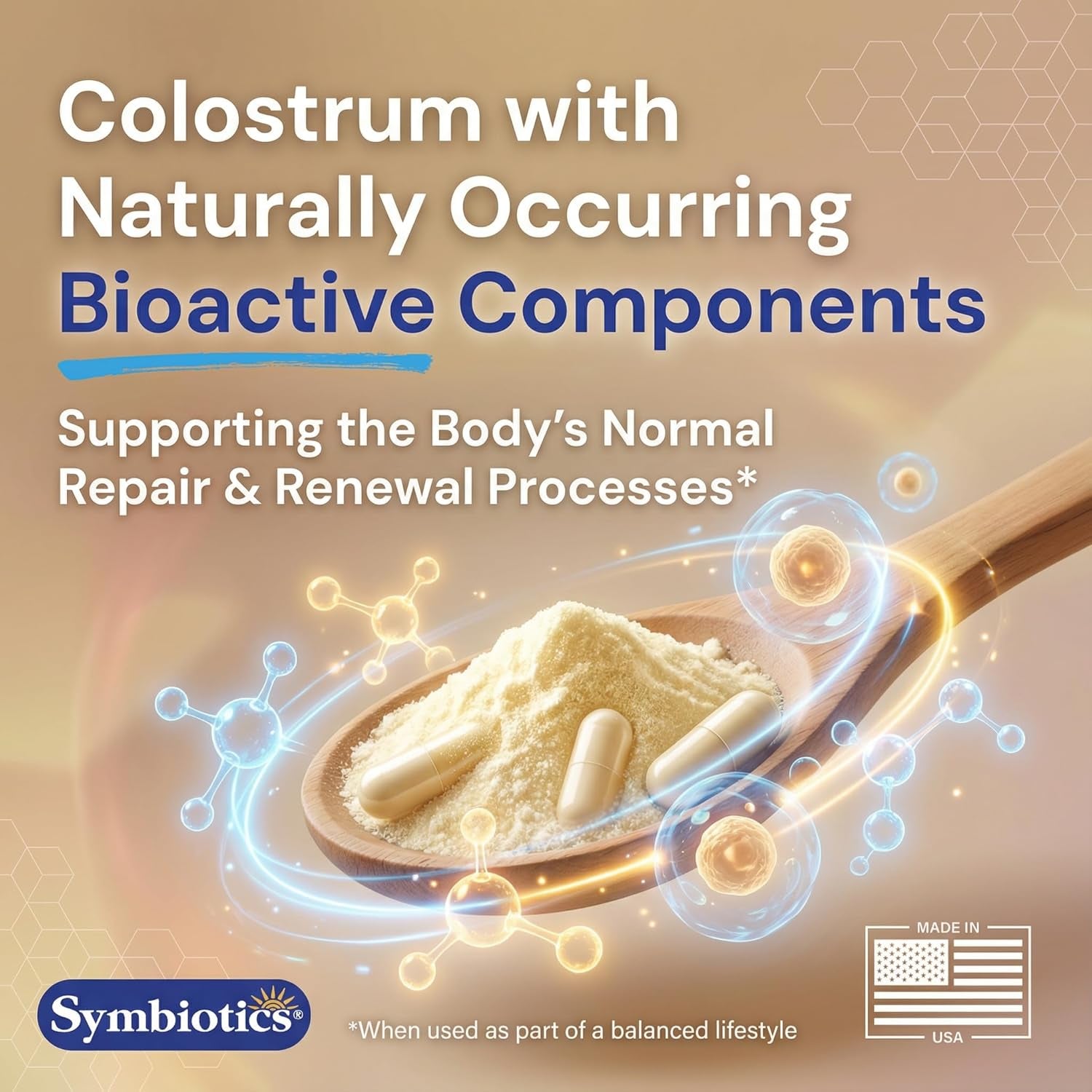 Symbiotics Colostrum Vegetable Capsules, 120 Count - Immune & Gut Support with Lactoferrin and Naturally Occurring Igg - Gluten Free, Rbst-Free - 120