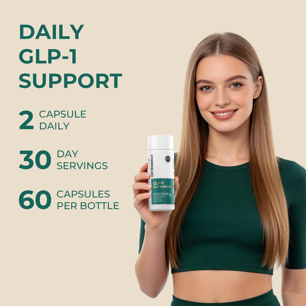 Oxyenergy GLP-1 Supplement Weight Loss Pills for Women & Men, GLP-1 Appetite Suppressant with Akkermansia Probiotic, Metabolism & Gut Health Booster, Vegan, Gluten-Free, Non-Gmo, 60 Capsules