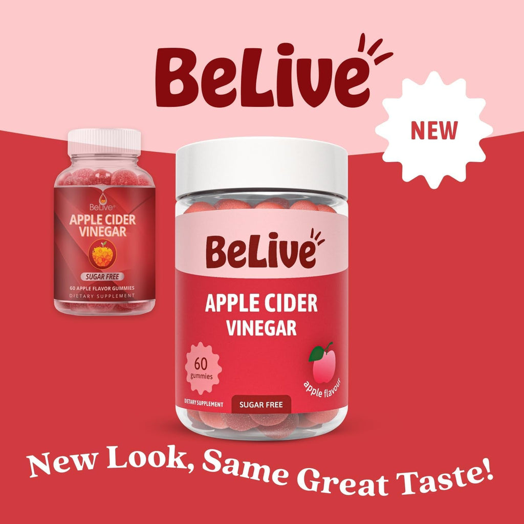Belive Apple Cider Vinegar Gummies - ACV Gummies without Sugar I Detox & Cleanse Digestive Health I Alternative to Capsules, Vegan, Keto Friendly, Gluten Free | 60 Ct