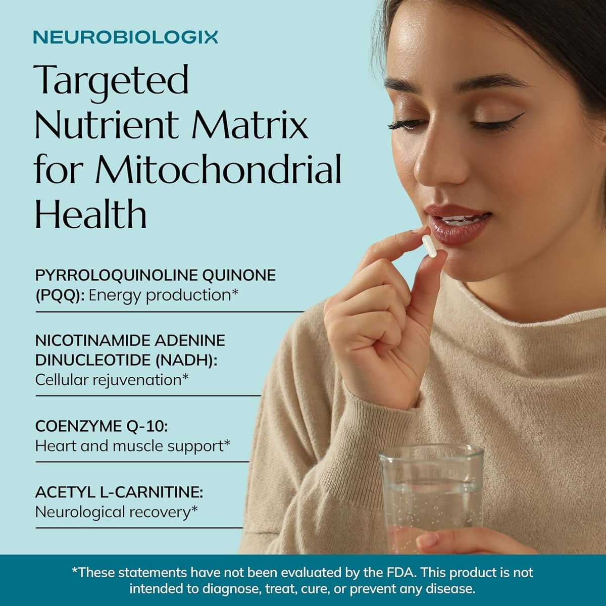 Neurobiologix Mito Cell PQQ Energy & Focus Supplement with Coq10, Vitamin C, NADH, Acetyl L Carnitine & Antioxidants for Cellular Health & Mitochondrial Support, Promotes Overall Wellness, 90 Capsules