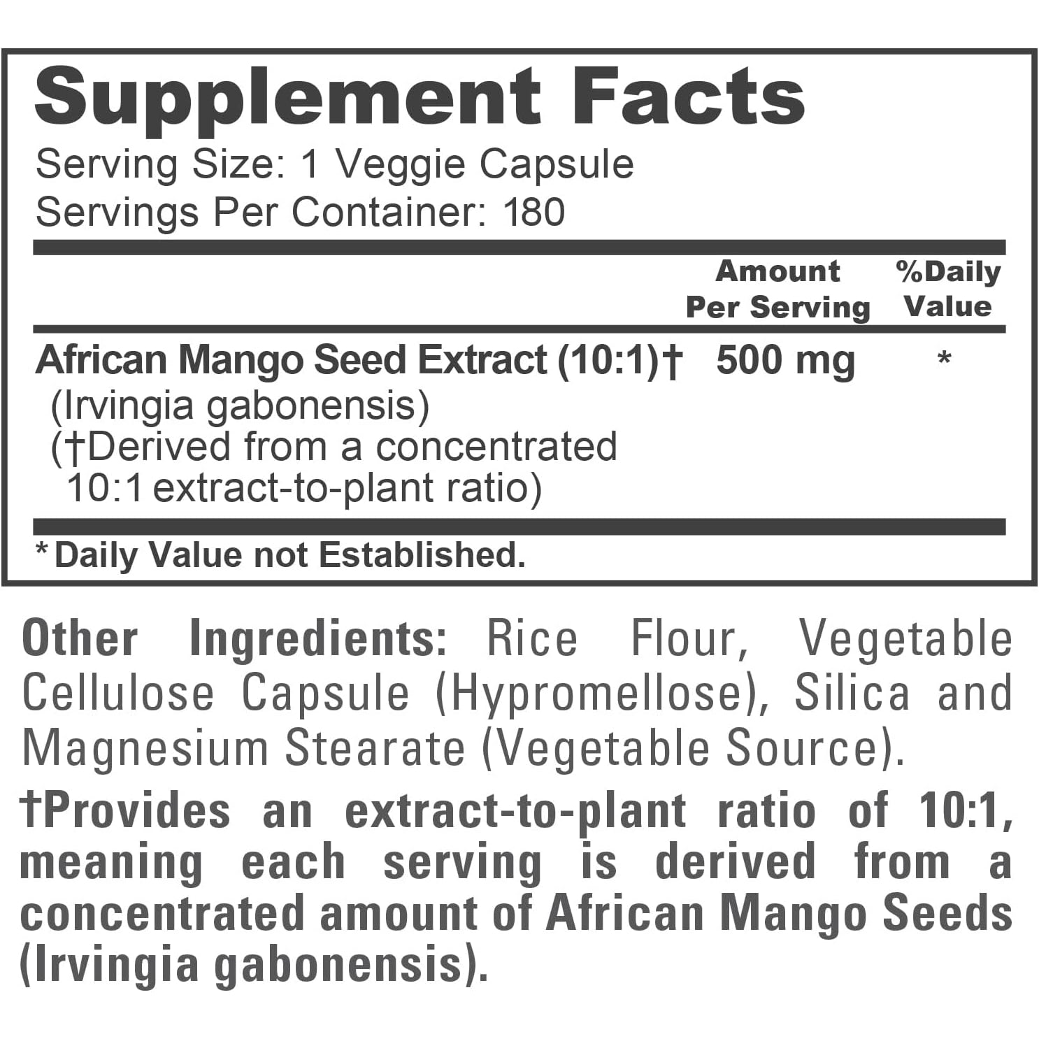 Nusapure African Mango, 500 Mg, 180 Veg Capsules (Non-Gmo, Vegan)
