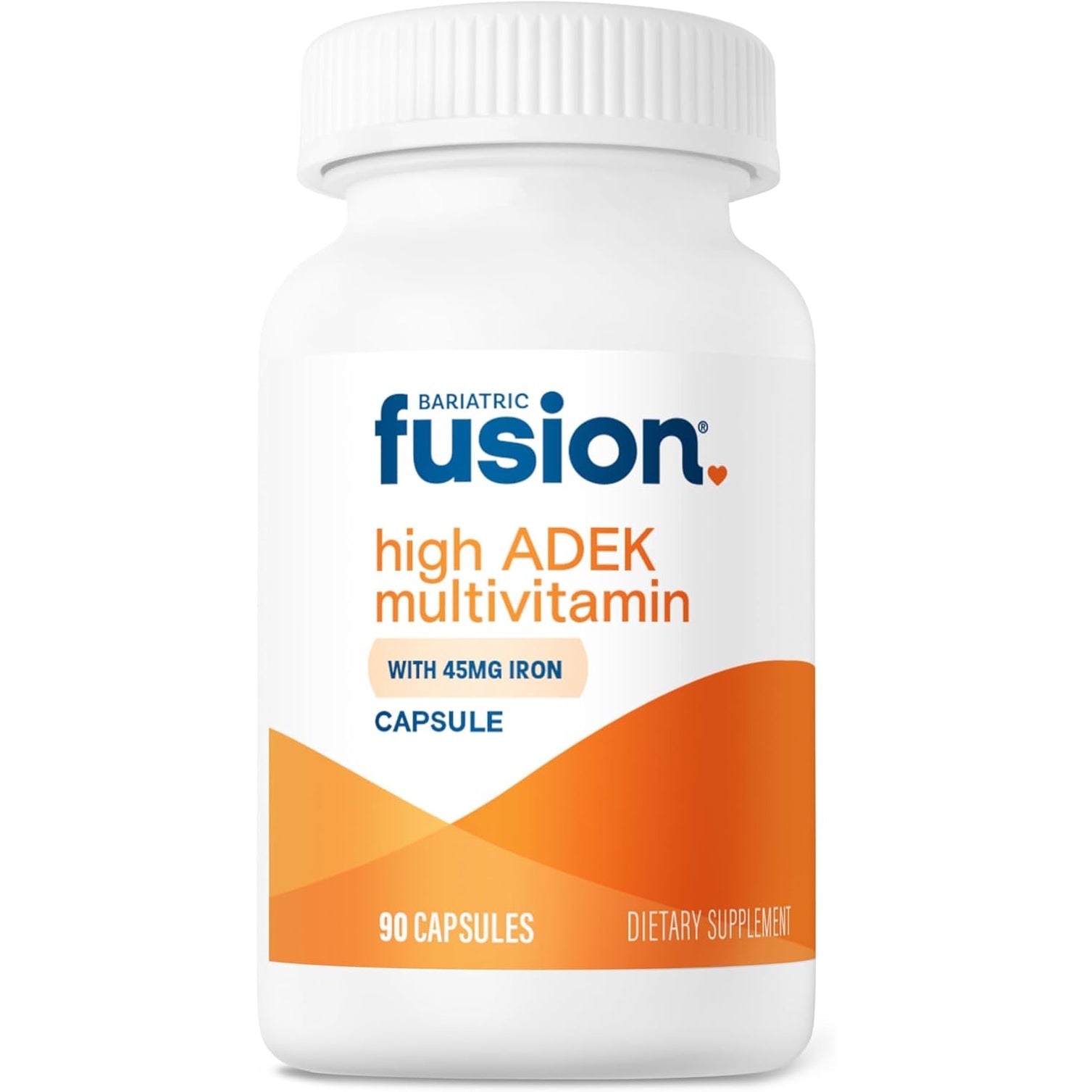 Bariatric Fusion High ADEK Multivitamin with Iron | Bariatric Multivitamin for Duodenal Switch | Easy to Swallow ADEK Vitamins Bariatric | 90 Capsules | One Month Supply