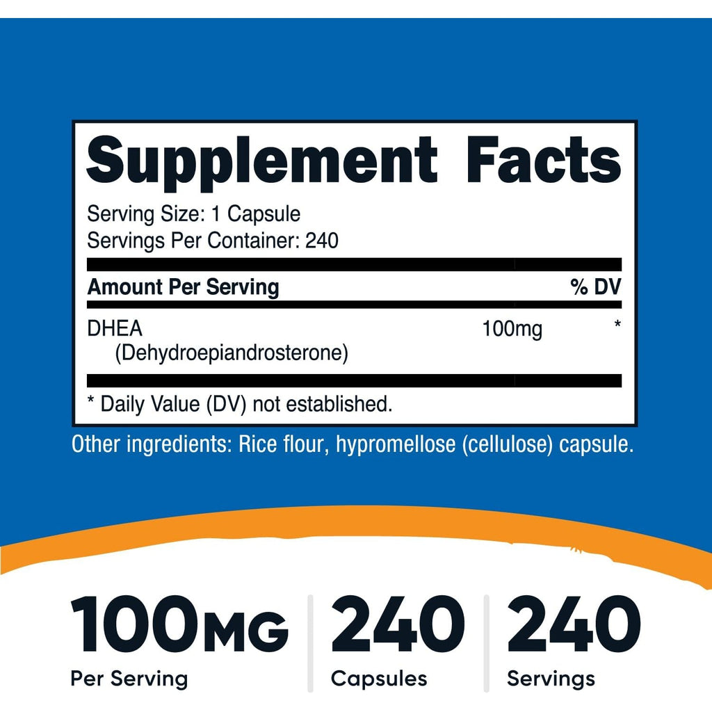 Nutricost DHEA 100Mg, 240 Capsules - Gluten Free, Soy Free, Non-Gmo, Supplement