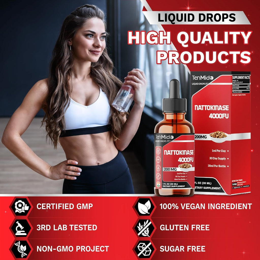 Nattokinase Supplement Liquid Drops | Nattokinase 4000 FU | High Absorption | Alcohol-Free | Vegan, Non-Gmo | 30Ml 1Fl Oz