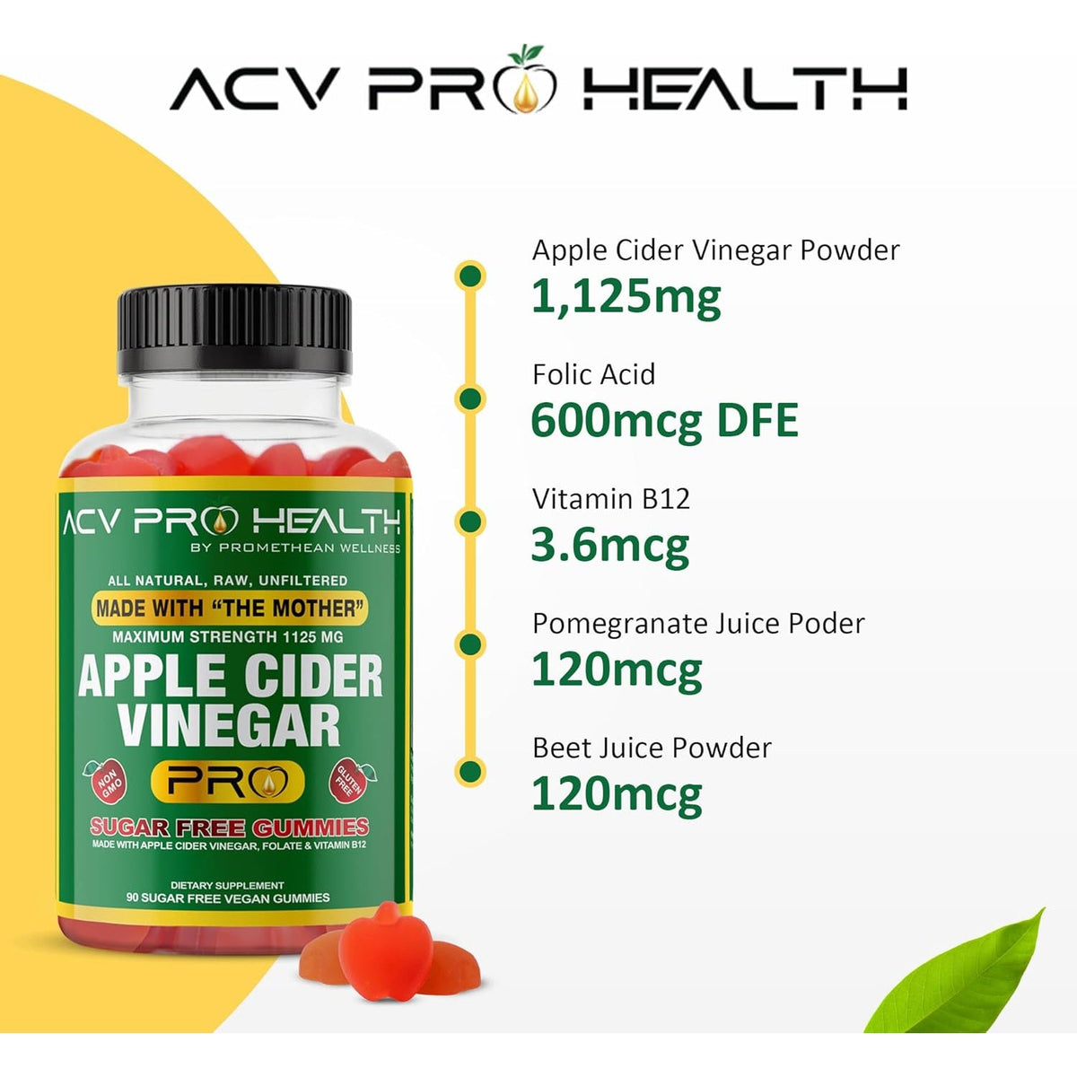 ACV with Sugar Makes No Sense! Apple Cider Vinegar Gummies Sugar Free Low Carb Advanced Keto Acv Gummies Keto Gummy Detox Cleanse (90 Count)