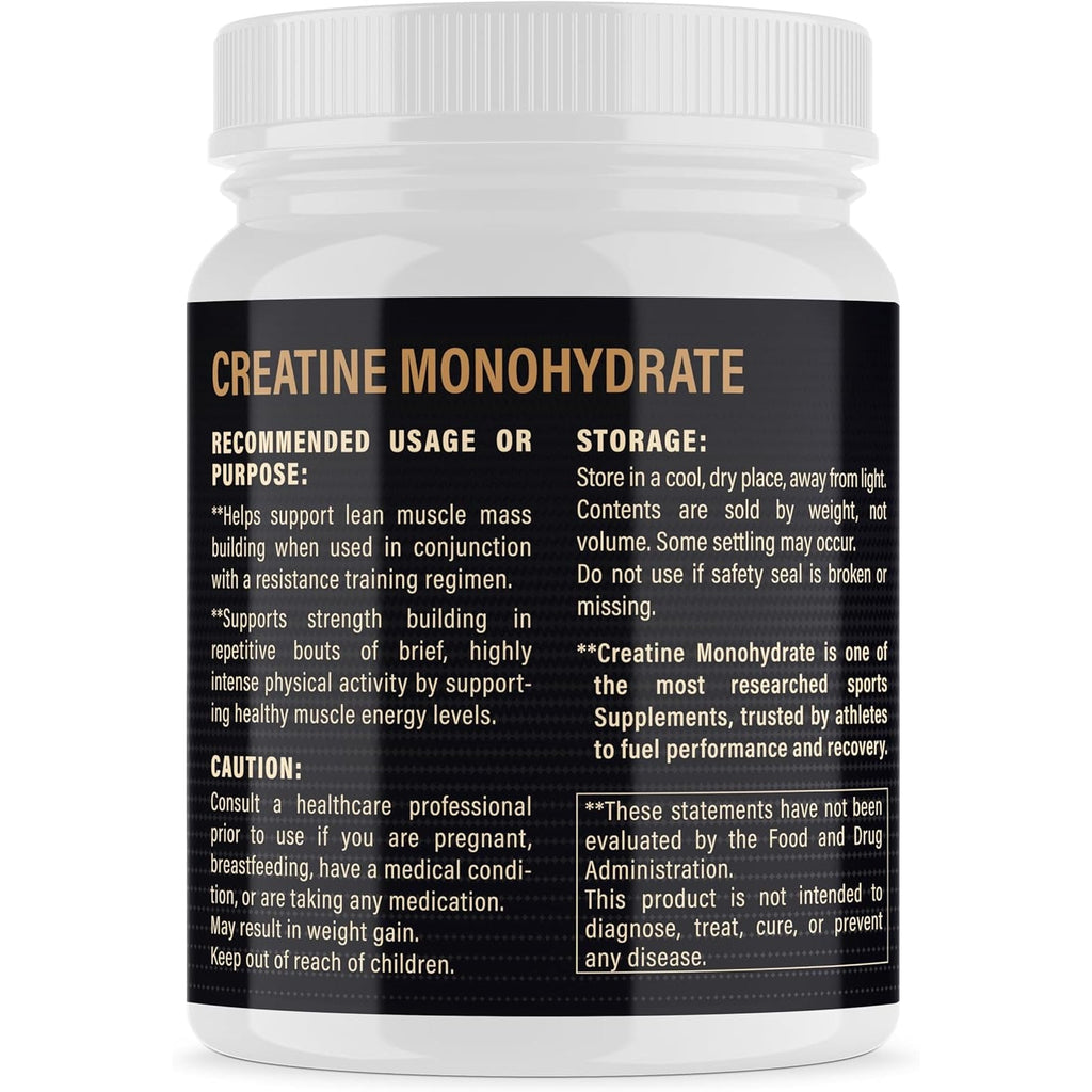 100% Pure Creatine Monohydrate Powder 200 Servings, Micronized Powder, Muscle Growth, Unflavored, Ideal for Athletes & Fitness Enthusiasts, Third Party Lab Tested, Vegan, 1000 G