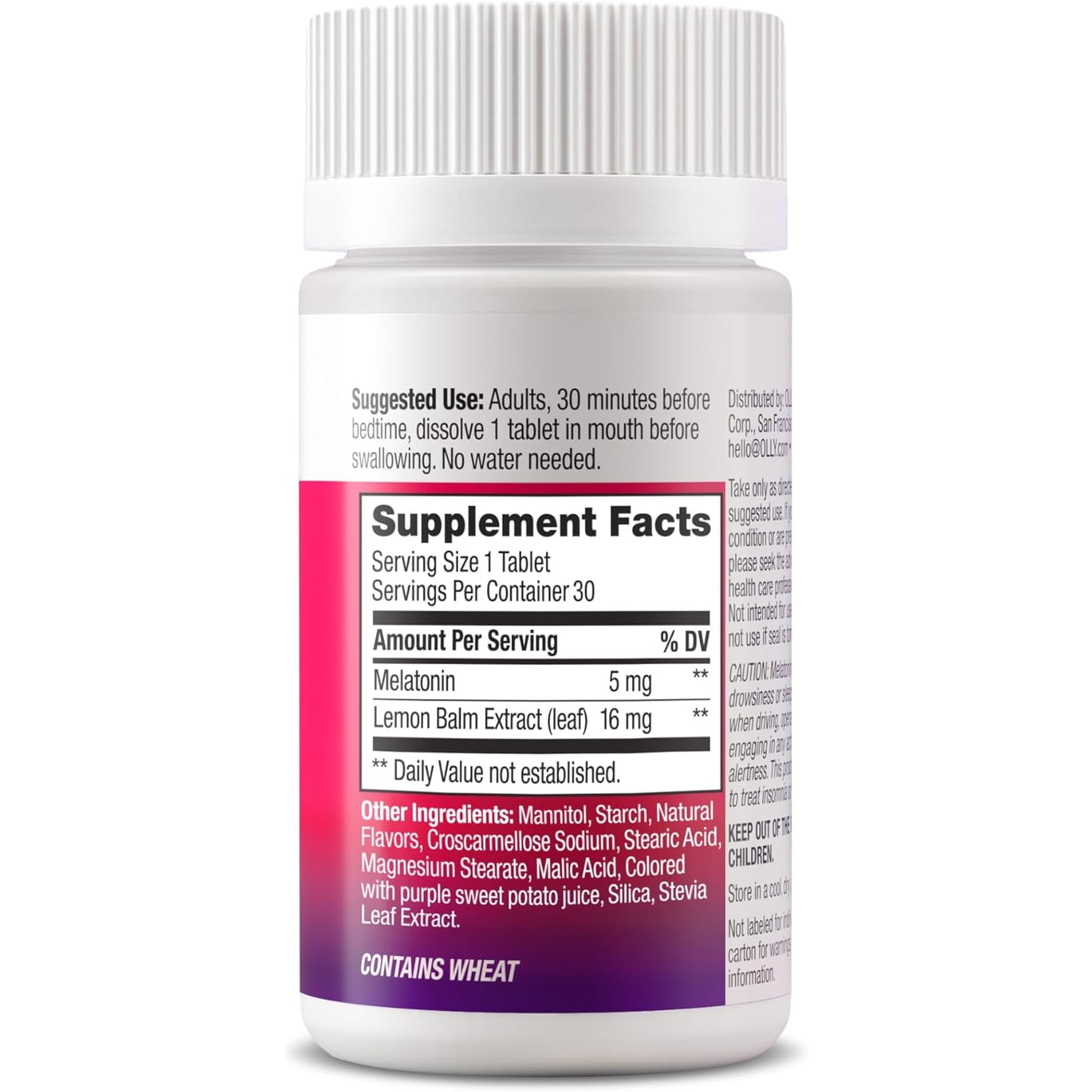 OLLY Extra Strength Sleep Fast Dissolve Tablets, 5Mg Melatonin, Vegan, Strawberry - 30Ct