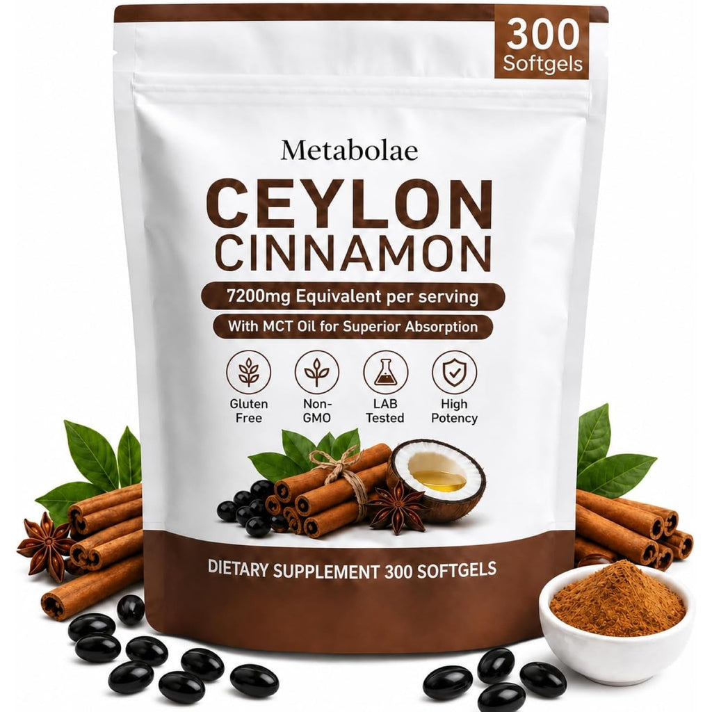 Metabolae Ceylon Cinnamon，7200 Mg Equivalent per Serving, Gluten Free, Non-Gmo, 300 Softgels