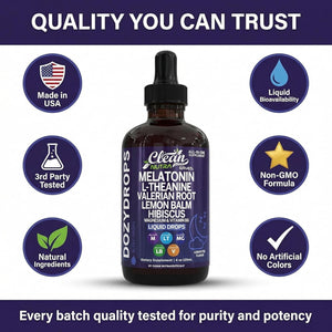 Clean Nutra Melatonin 10Mg Drops Magnesium Vitamin B6 L-Theanine Valerian Hibiscus Lemon Balm Supplement Liquid Sugar-Free Vegan Non-Gmo Natural Sleep Support Aid Lemon Tea Flavor 120Ml Formula