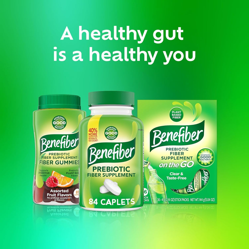 Benefiber Prebiotic GLP-1 Friendly Fiber Supplement Caplets, 84 Count