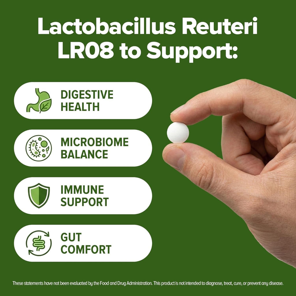 Lactobacillus Reuteri Probiotic 240 Tablets (4 Month Supply) – Researched Strain LR08 – 3 Billion CFU – Digestive Health & Gut Comfort – GMP Certified (240, Lactobacillus Reuteri)