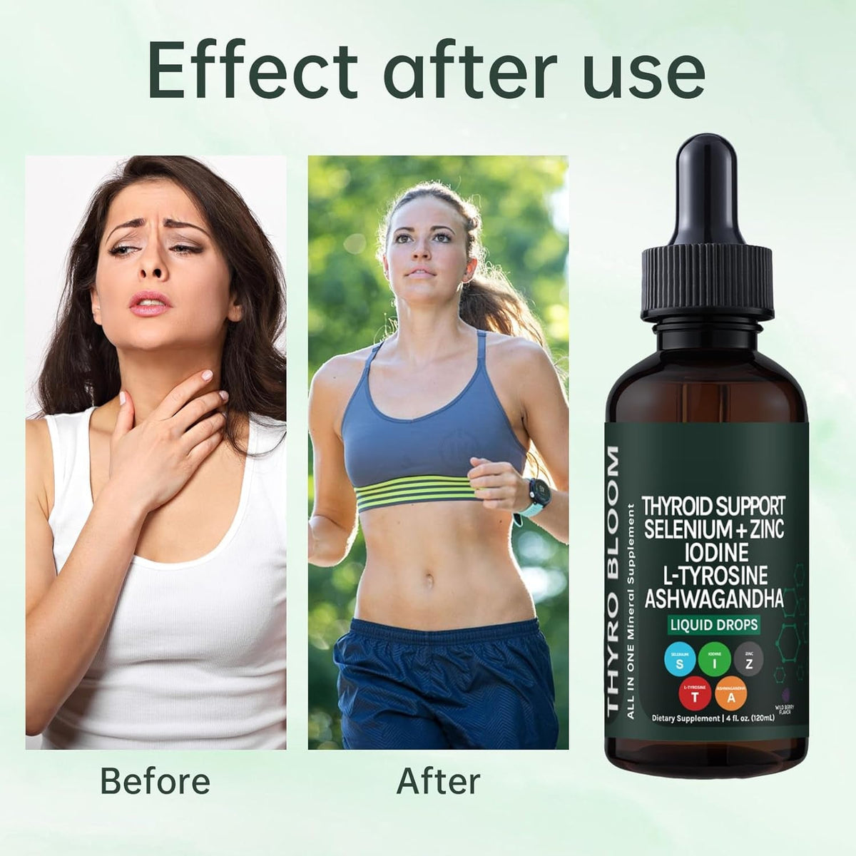 Thyroid Support Liquid Drops,Liquid Formula with Selenium,Zinc,Iodine,L-Tyrosine,Ashwagandha for Hormone Balance, Metabolism,Immune & Energy Support - 4 Fl.Oz. (120Ml)