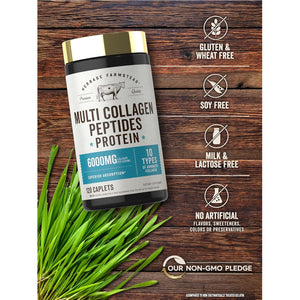 Carlyle Multi Collagen Peptides 6000Mg | 120 Caplets | 10 Types of Advanced Collagen with Protein | Non-Gmo, Gluten Free Supplement | by Herbage Farmstead