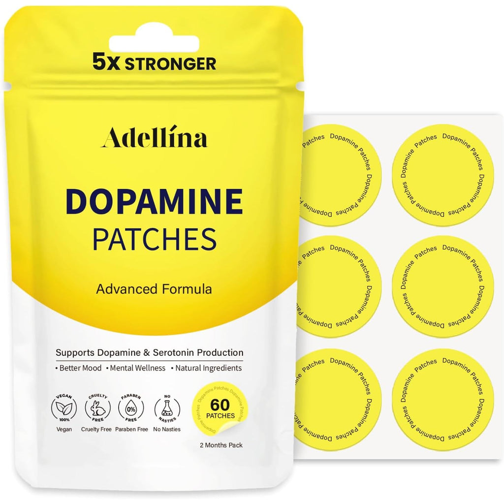 Adellina Dopamine Patches Extra Strength 60 Count: Mood Boost Patches for Daily Mental Wellness - Supports Dopamine & Serotonin Balance for Men Women, 2Months Pack