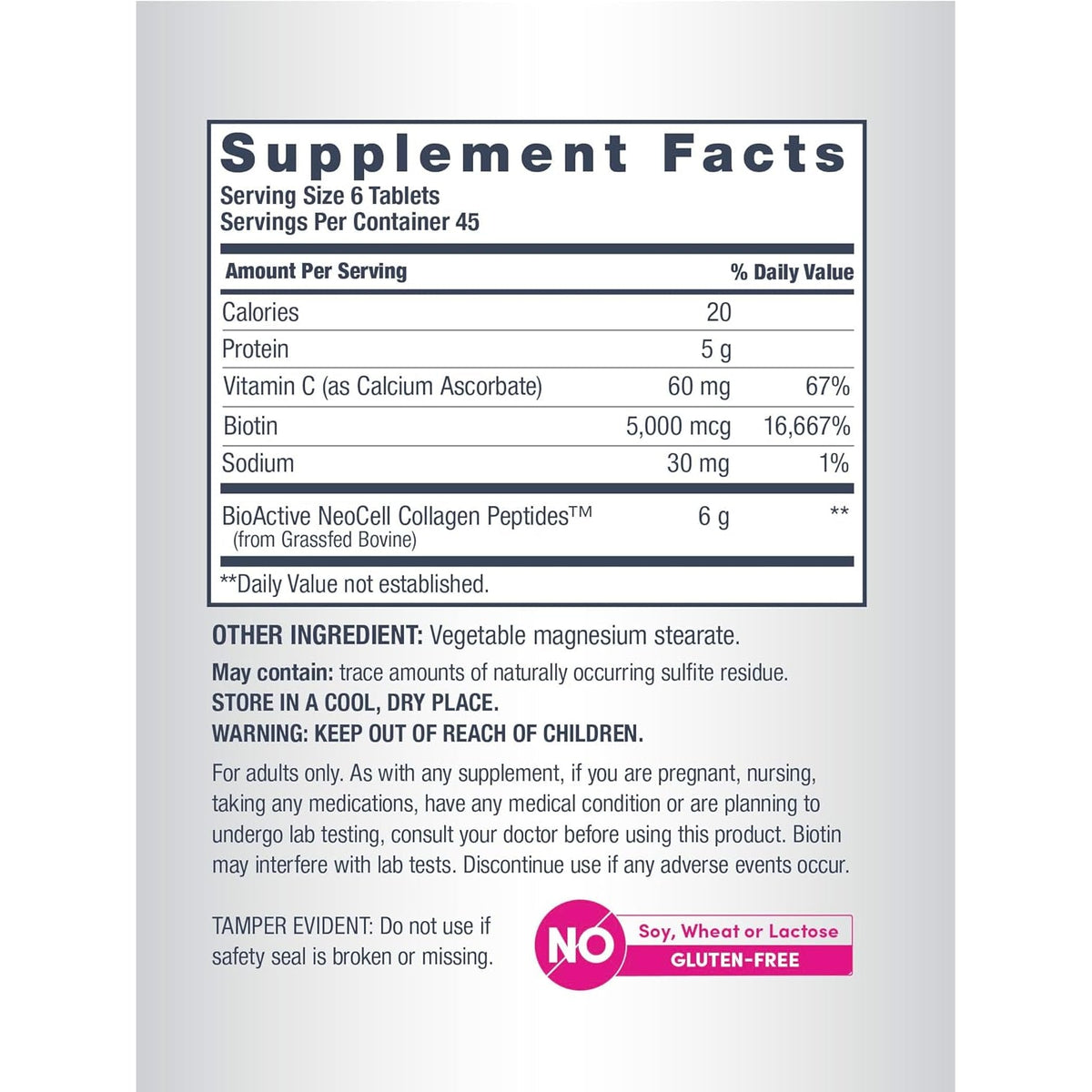 Neocell Advanced Collagen Peptides | 270 Tablets | 6000Mg | for Women and Men | with Vitamin C & Biotin | Non-Gmo, Gluten & Soy Free