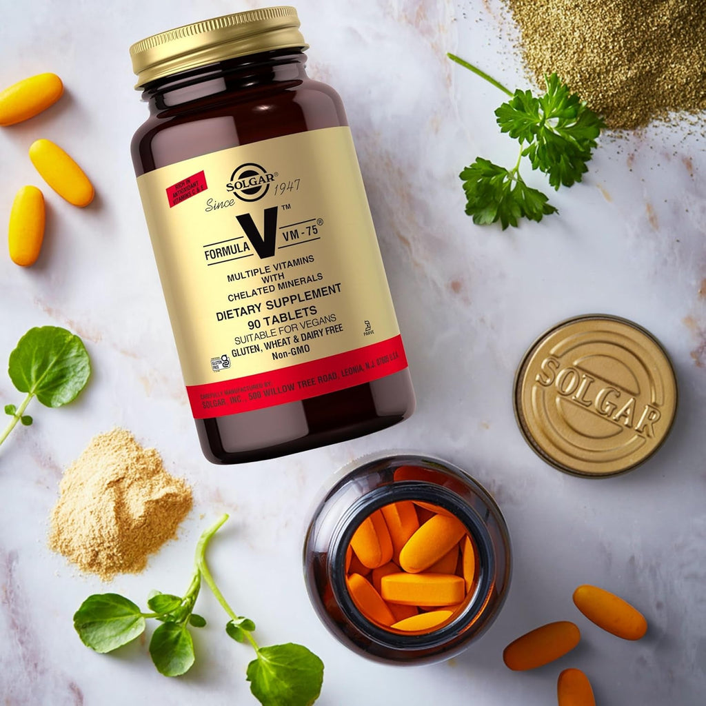 Solgar Formula VM-75, 90 Tablets - Multivitamin with Chelated Minerals - Vitamin A, B6, B12, C, D, E - Biotin, Magnesium, Calcium, Iron, Zinc - Vegan, Gluten Free, Dairy Free, Kosher - 90 Servings