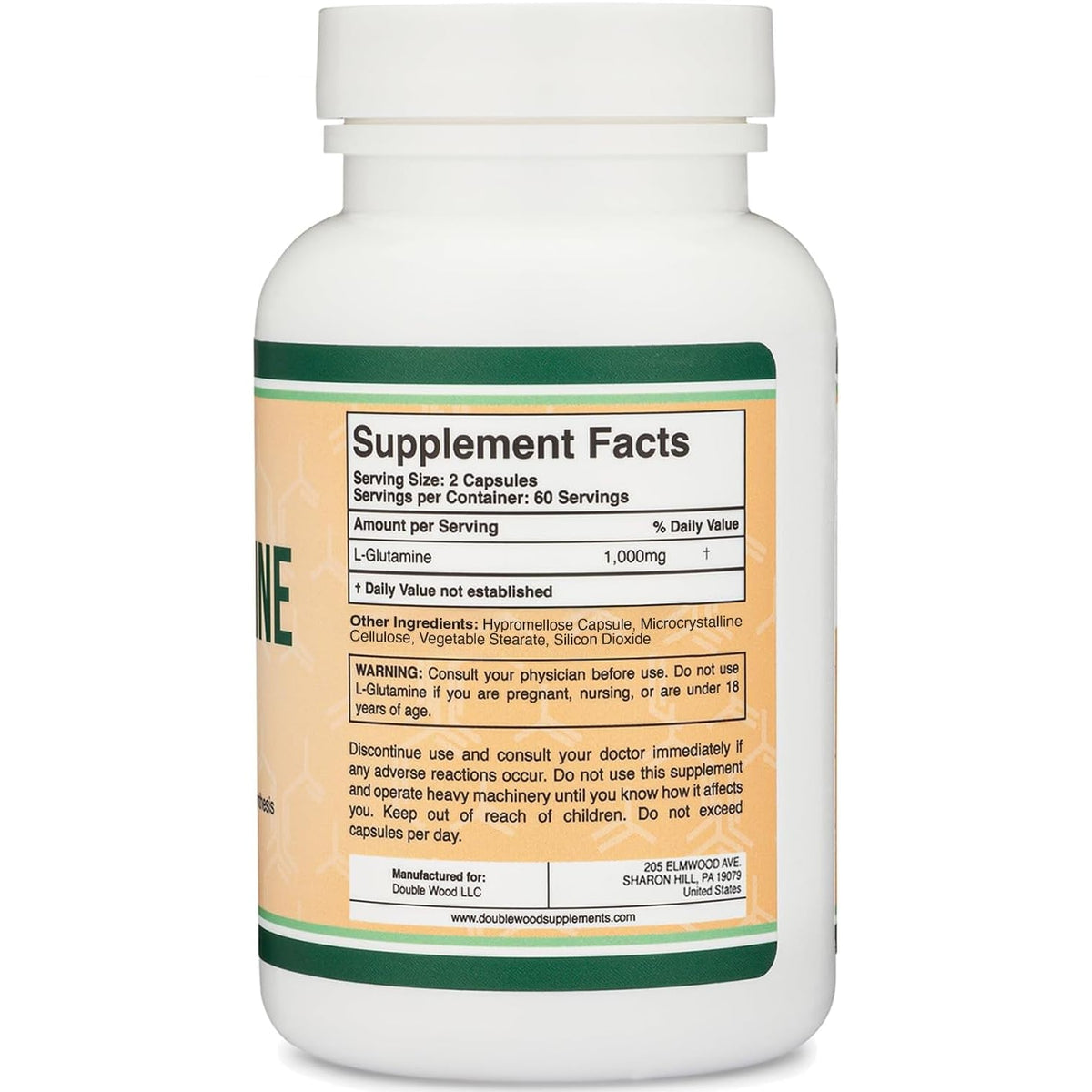 L Glutamine Capsules - (1000Mg Servings, 120 Capsules) Non-Gmo, Gluten Free, Keto Safe, Vegan Friendly, Third Party Tested (For Endurance and Gut Health) by Double Wood