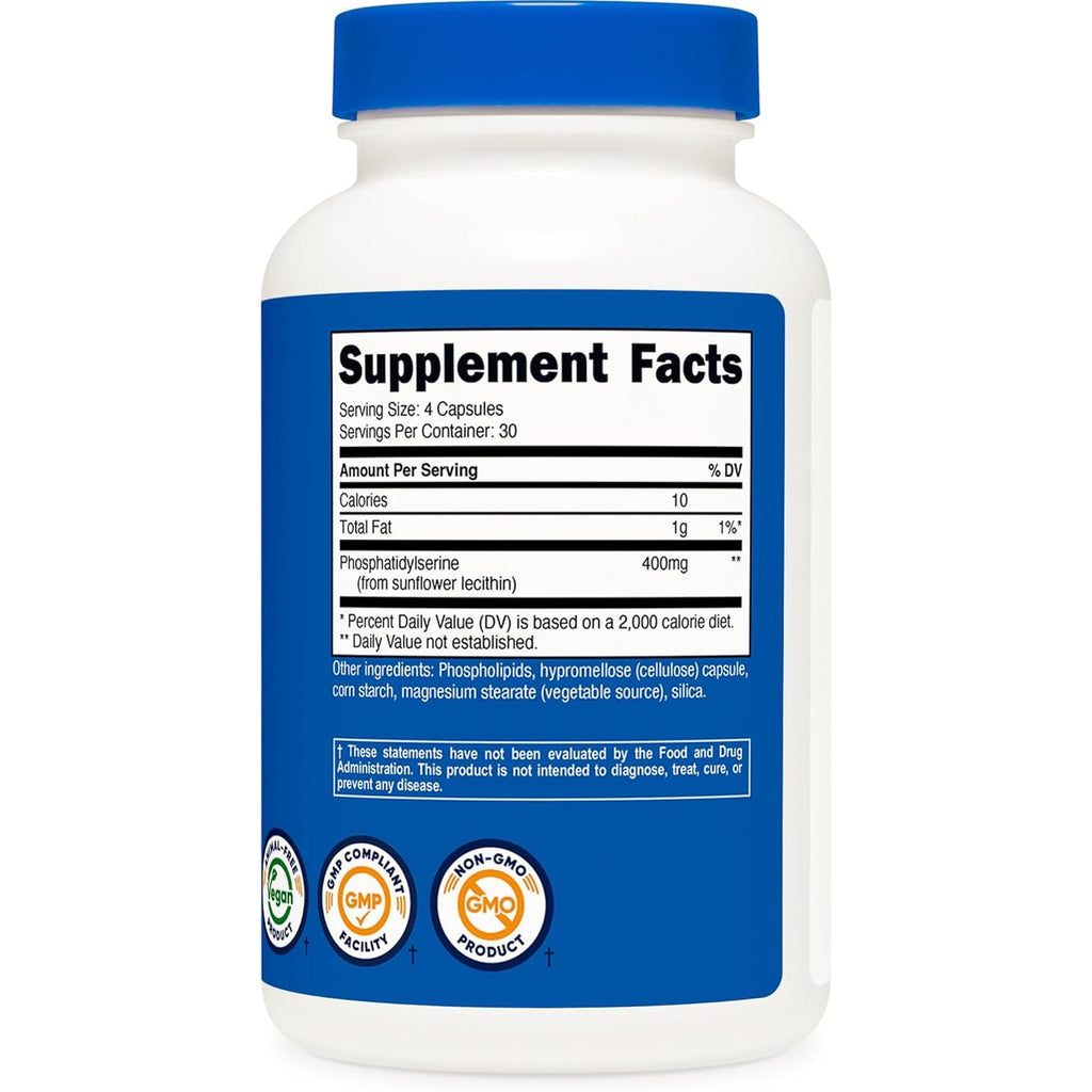 Nutricost Phosphatidylserine 400Mg, 120 Capsules - Soy Free, 30 Servings, Vegetarian Friendly, Non-Gmo, Gluten Free