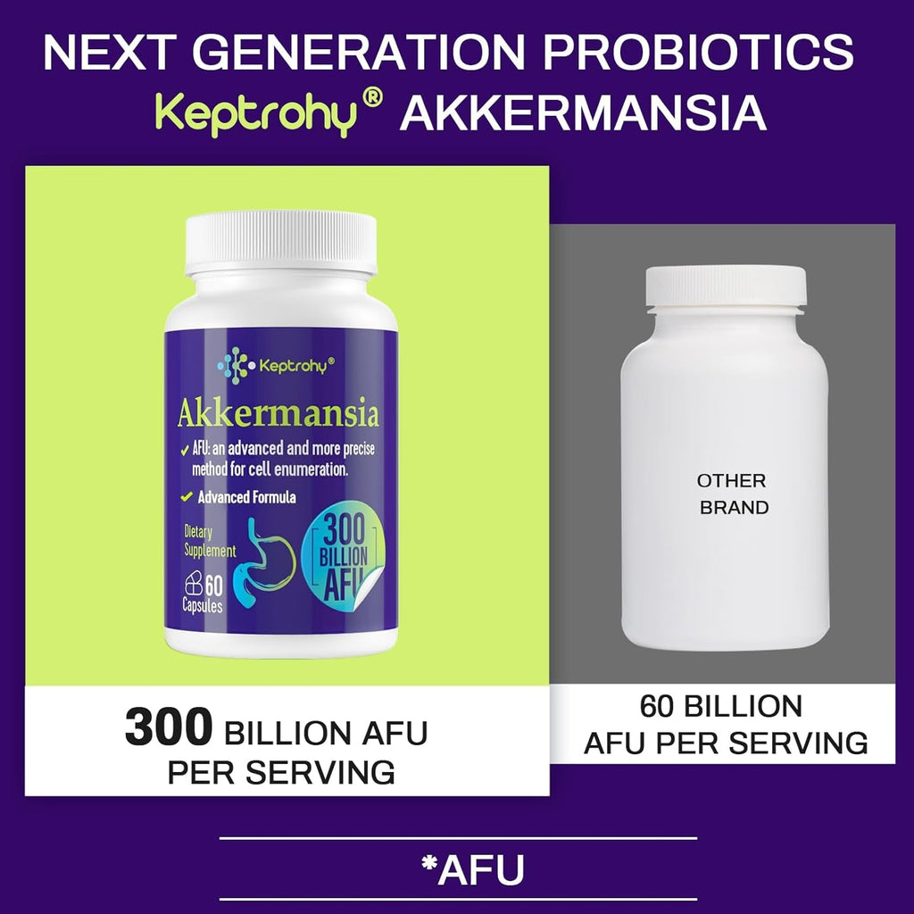 300 Billion AFU Akkermansia Muciniphila - a Live Probiotics for Women Men, Supports GLP-1 Digestive Gut, Immune & Overall Health, Enhances Gut Digestive Lining Function, 60 Count (Pack of 1)