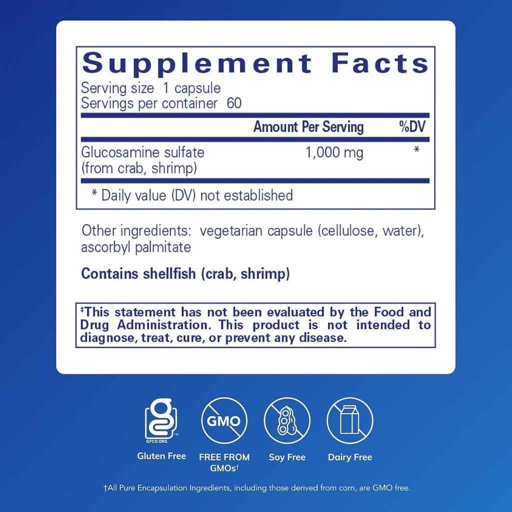 Pure Encapsulations Glucosamine Sulfate 1,000 Mg | Supplement for Joint Support and Mobility, Cartilage Health, and Connective Tissue* | 60 Capsules