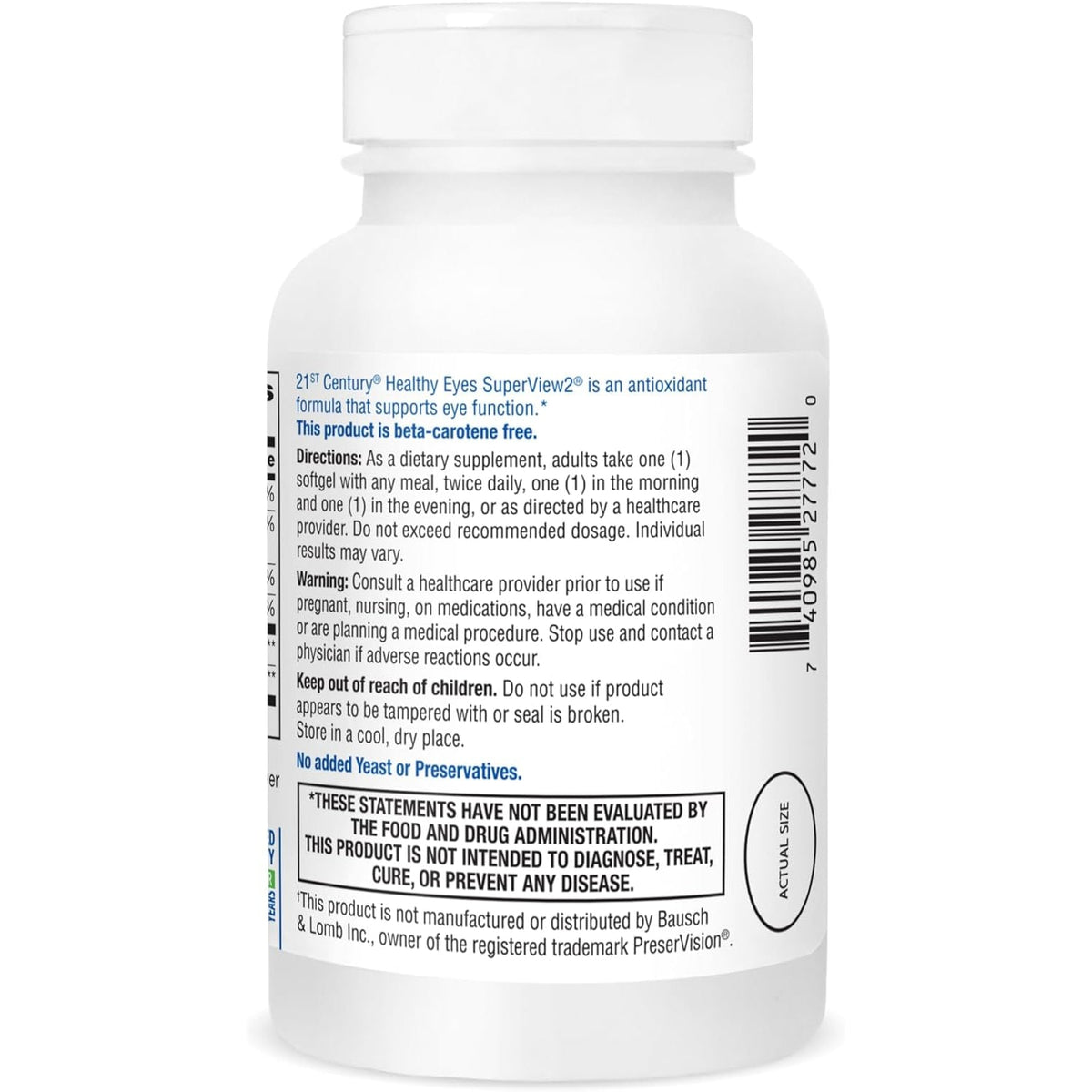 21St Century Healthy Eyes Superview 2 Softgels, 120 Count
